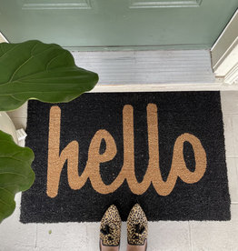 Script Hello Doormat Black