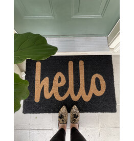 Script Hello Doormat Black