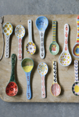 Stoneware Spoon w/ Hand-Painted Pattern