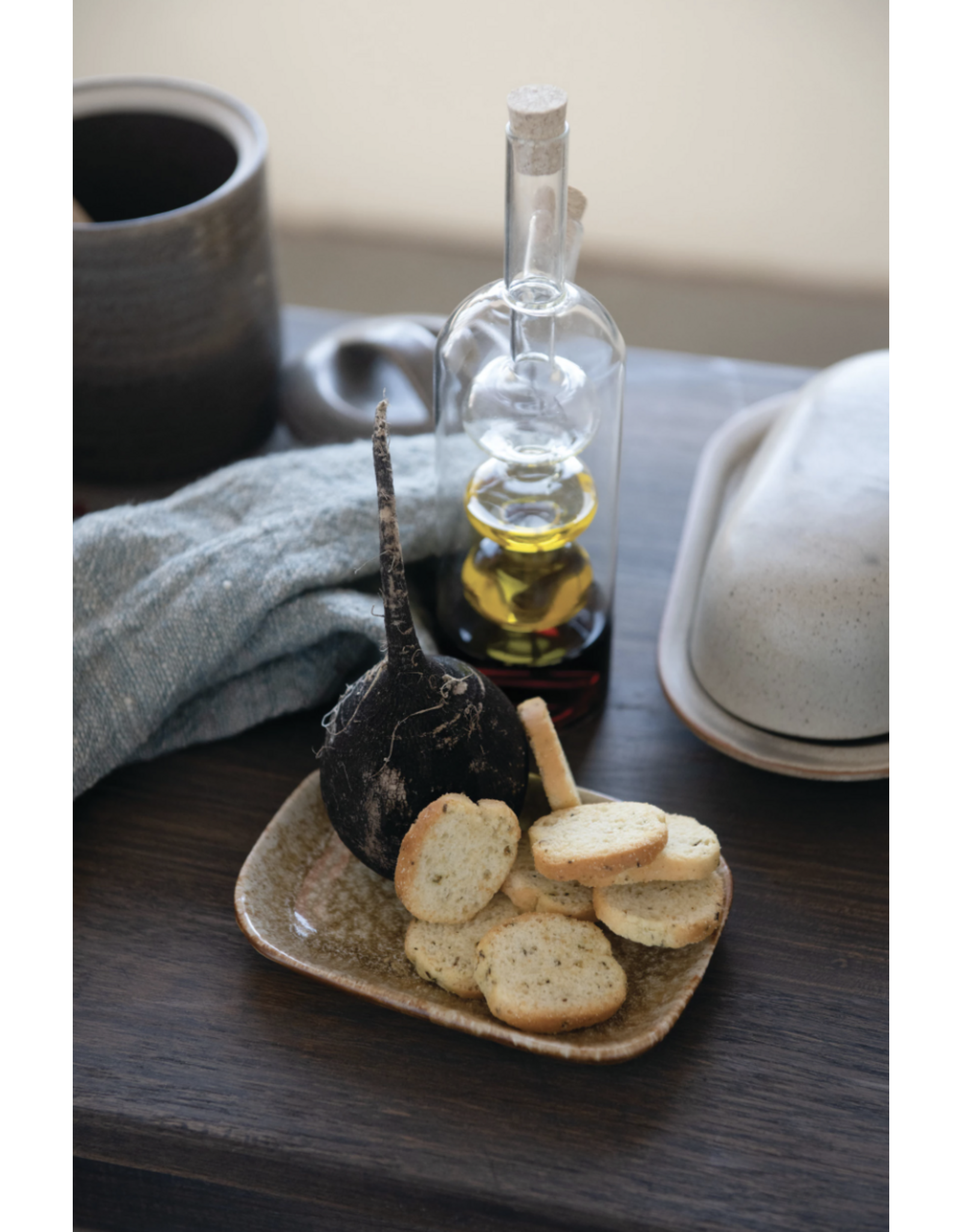 Glass Oil and Vinegar Cruet with Cork Stoppers