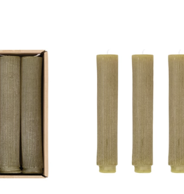 Unscented Pleated Taper Candles, Olive
