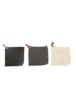 Crocheted Pot Holder with Leather Loop