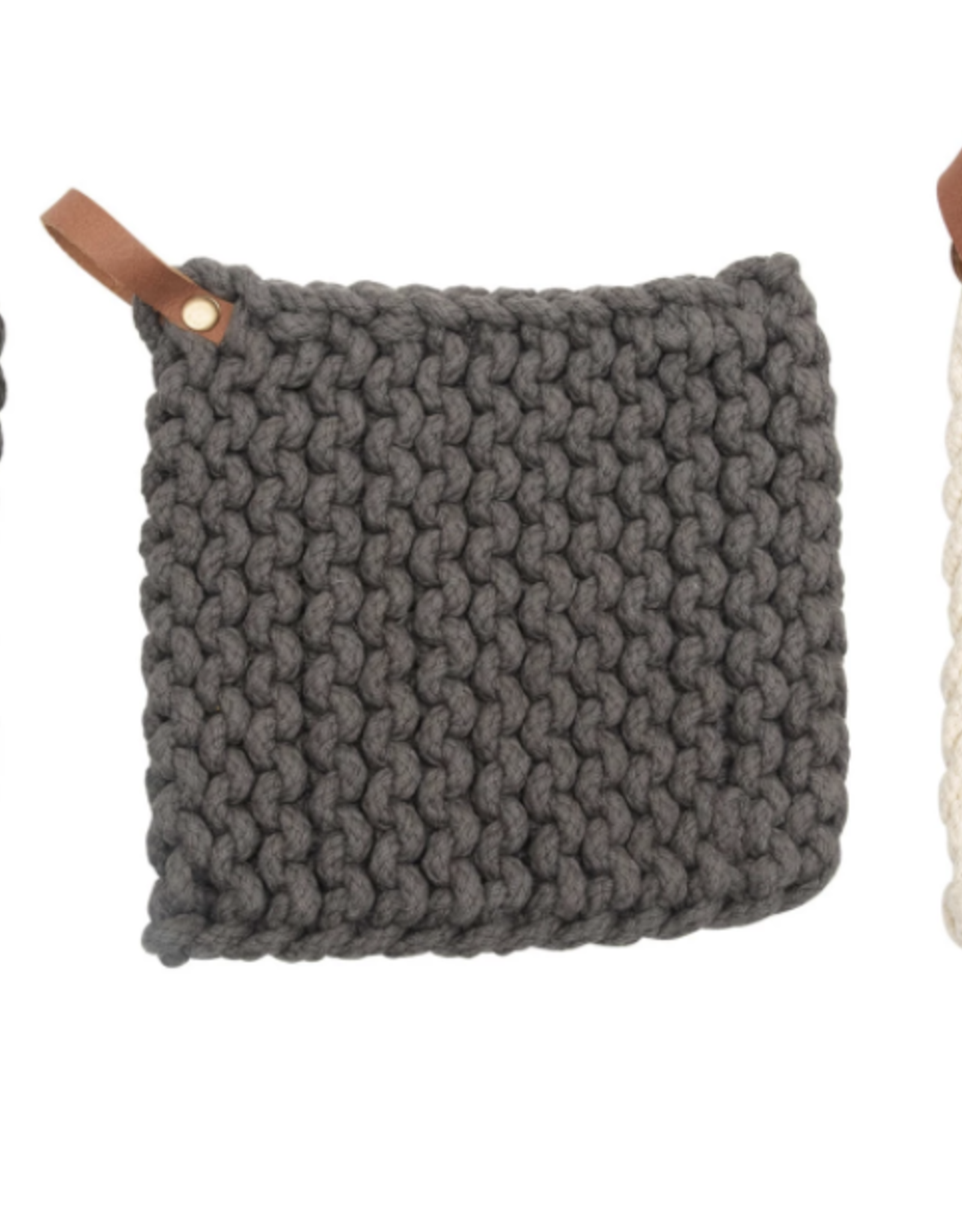 Crocheted Pot Holder with Leather Loop