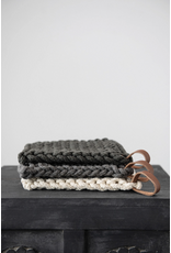 Crocheted Pot Holder with Leather Loop