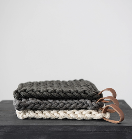 Crocheted Pot Holder with Leather Loop