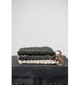 Crocheted Pot Holder with Leather Loop