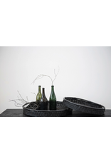 Black Hand-Woven Rattan Trays