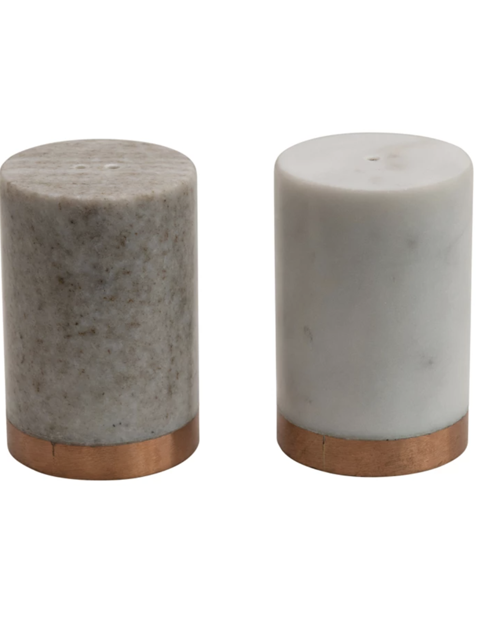 Marble Salt & Pepper Shakers with Copper Base