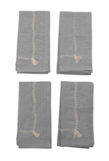 Embroidered Napkins with Tassels, Set of 4