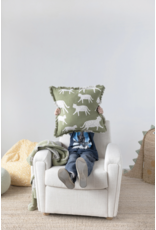 Cotton Pillow with Jaguars and Fringe