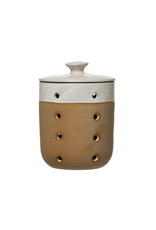 Stoneware Garlic/Onion Keeper, Reactive Glaze