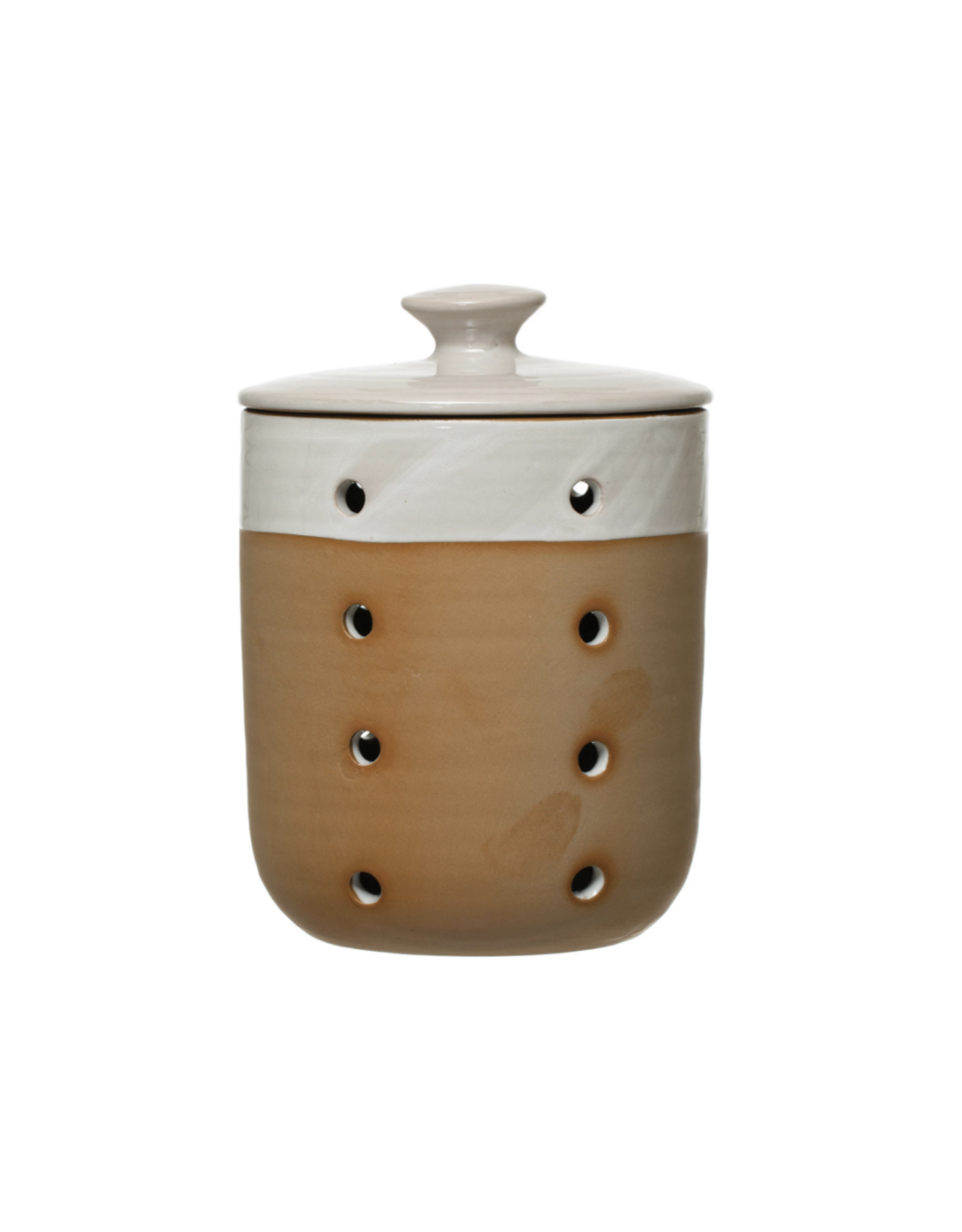 Stoneware Garlic/Onion Keeper, Reactive Glaze