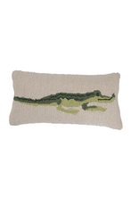 Cotton Punch Hook Pillow with Alligator