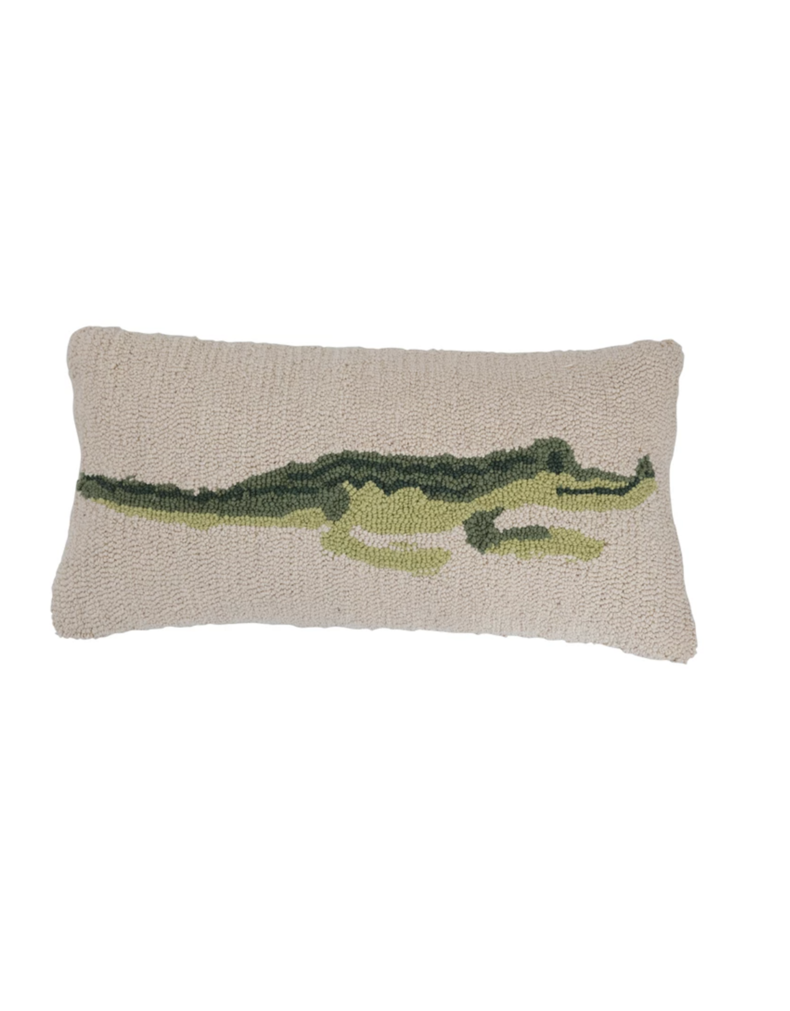Cotton Punch Hook Pillow with Alligator