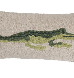 Cotton Punch Hook Pillow with Alligator
