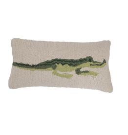 Cotton Punch Hook Pillow with Alligator