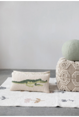Cotton Punch Hook Pillow with Alligator