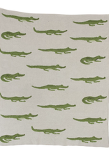 Cotton Knit Baby Blanket with Alligators