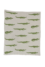 Cotton Knit Baby Blanket with Alligators
