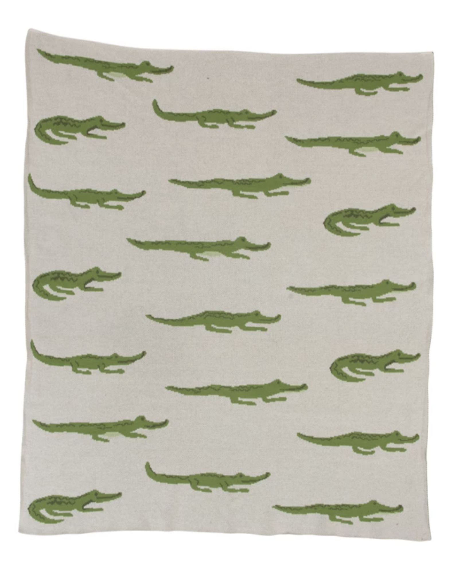 Cotton Knit Baby Blanket with Alligators