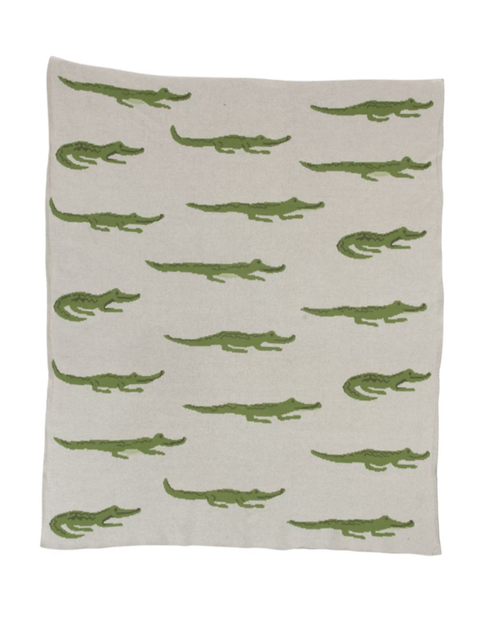 Cotton Knit Baby Blanket with Alligators