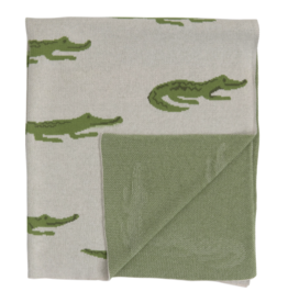 Cotton Knit Baby Blanket with Alligators