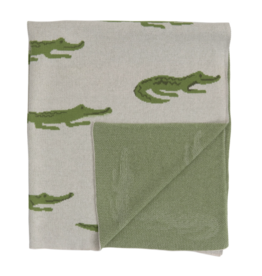 Cotton Knit Baby Blanket with Alligators