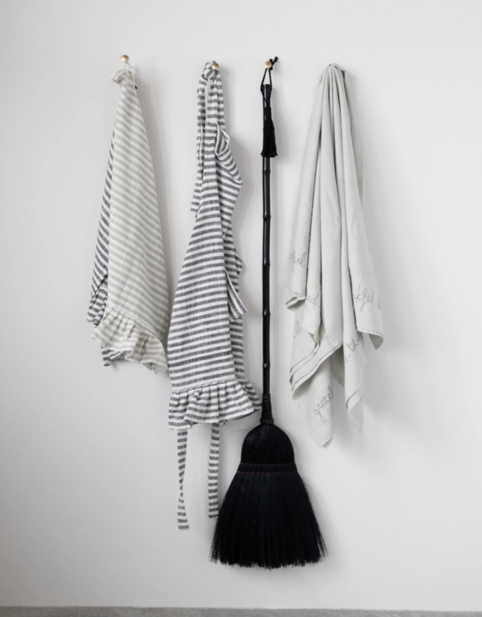 Woven Cotton Striped Apron with Ruffle