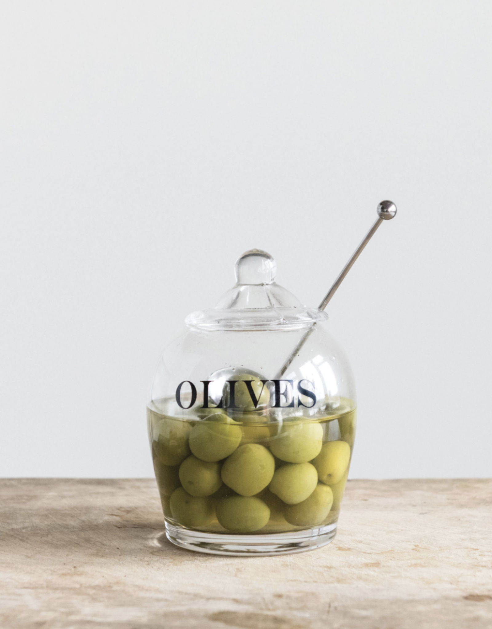 Olive Jar with Slotted Spoon