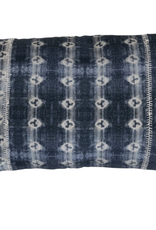 Cotton Lumbar Pillow with Batik Print and Embroidery