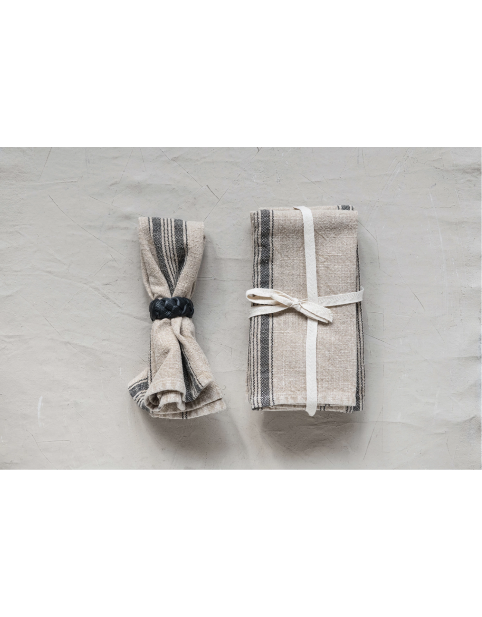 Black Leather Braided Napkin Ring