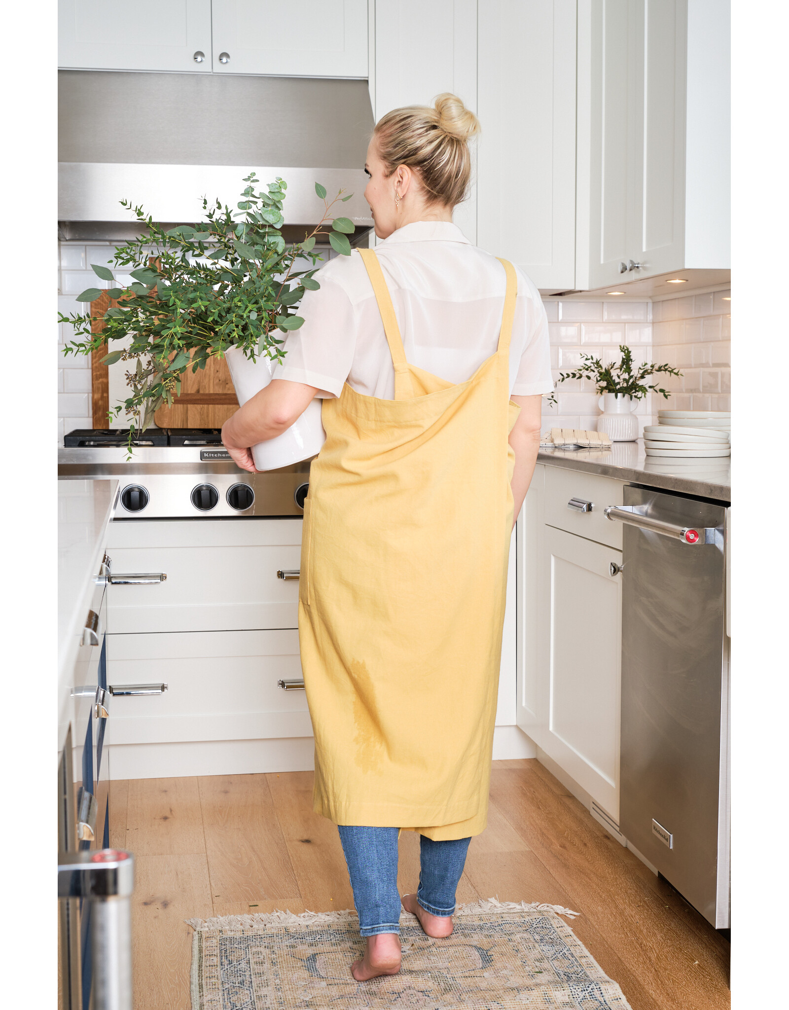 Yellow Cross Back Apron
