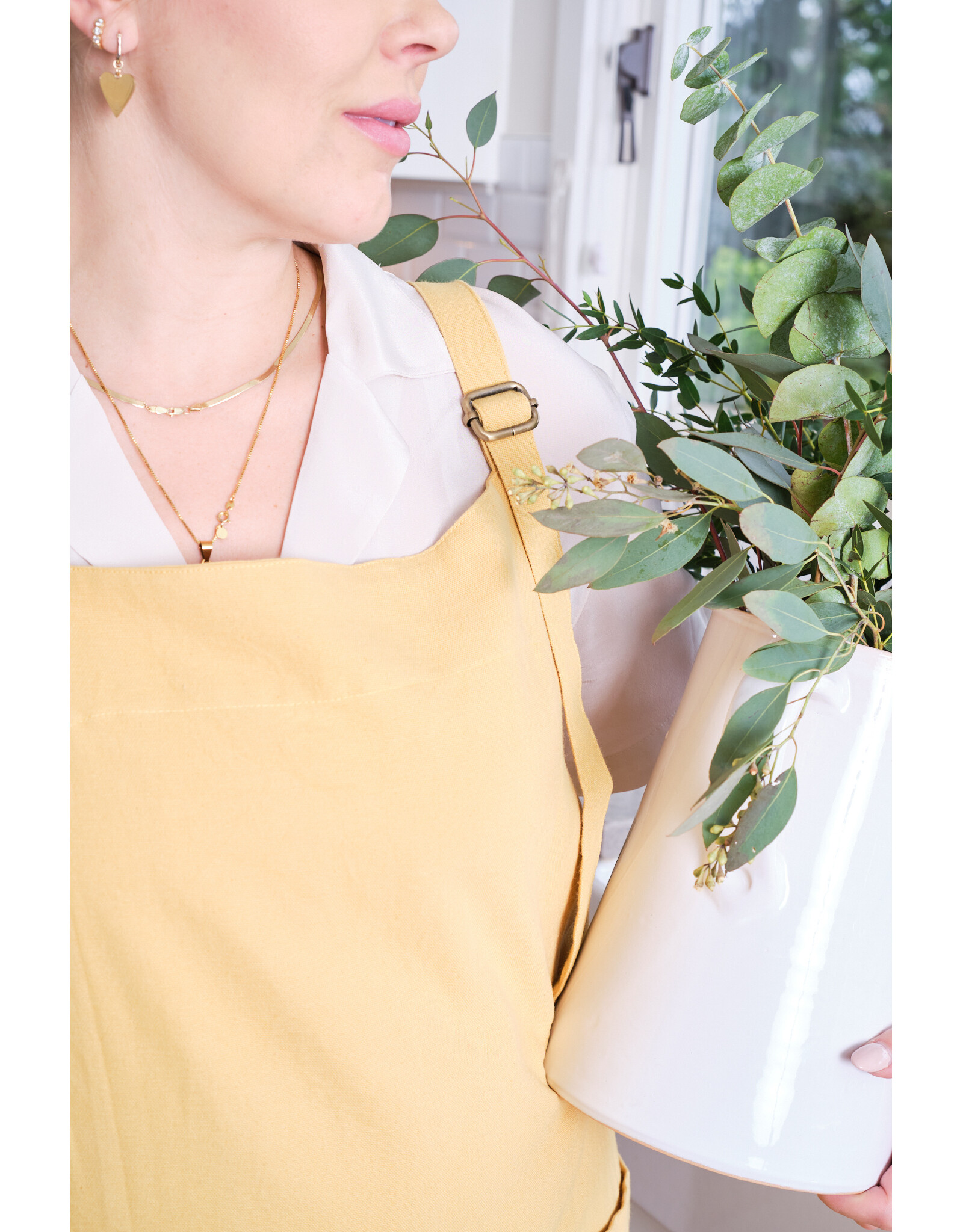 Yellow Cross Back Apron