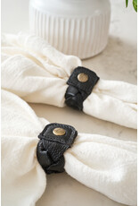Black Leather Braided Napkin Ring