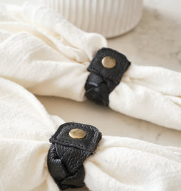 Black Leather Braided Napkin Ring