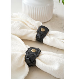 Black Leather Braided Napkin Ring