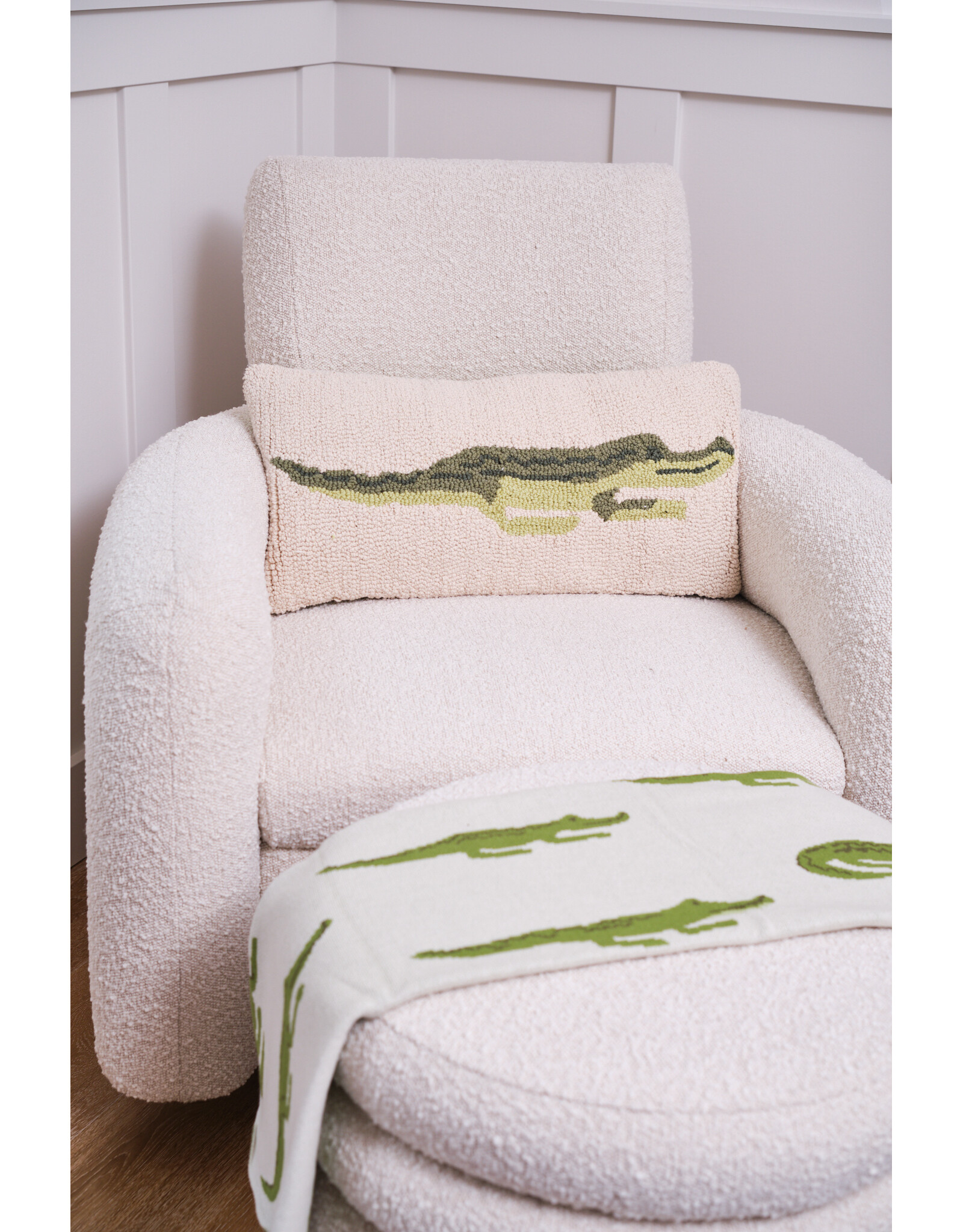 Cotton Knit Baby Blanket with Alligators
