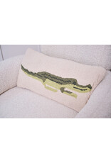 Cotton Punch Hook Pillow with Alligator