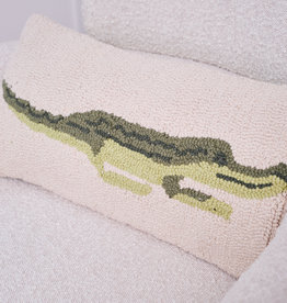 Cotton Punch Hook Pillow with Alligator