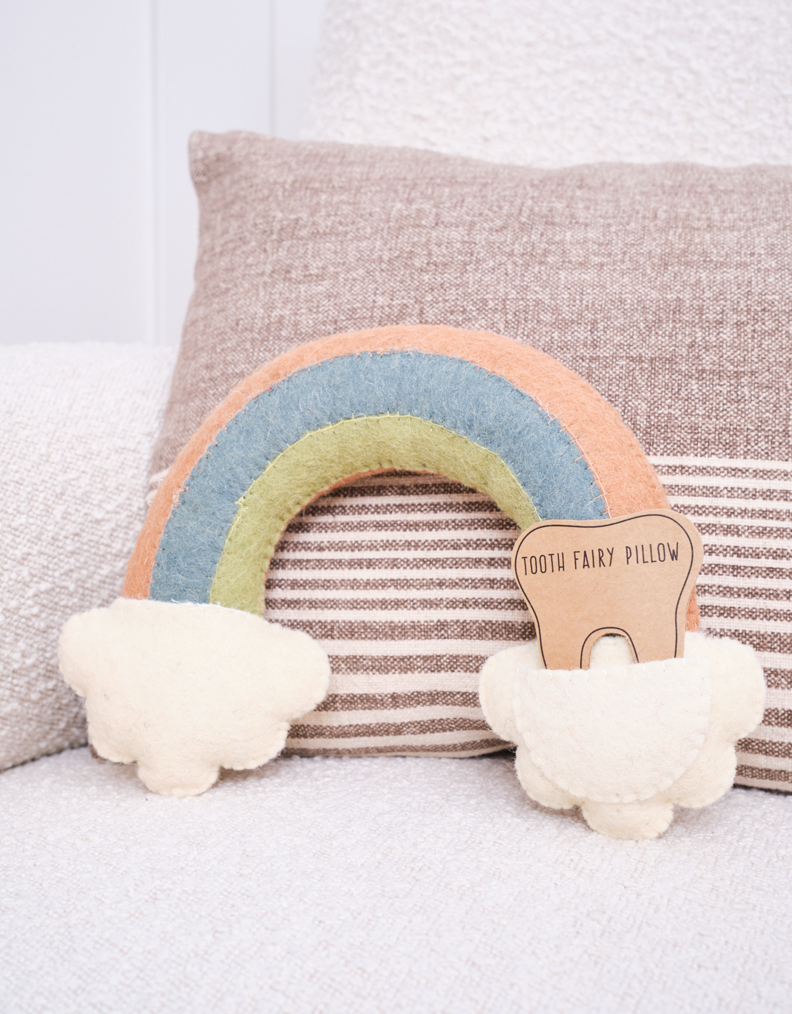 Wool Rainbow Tooth Fairy Pillow