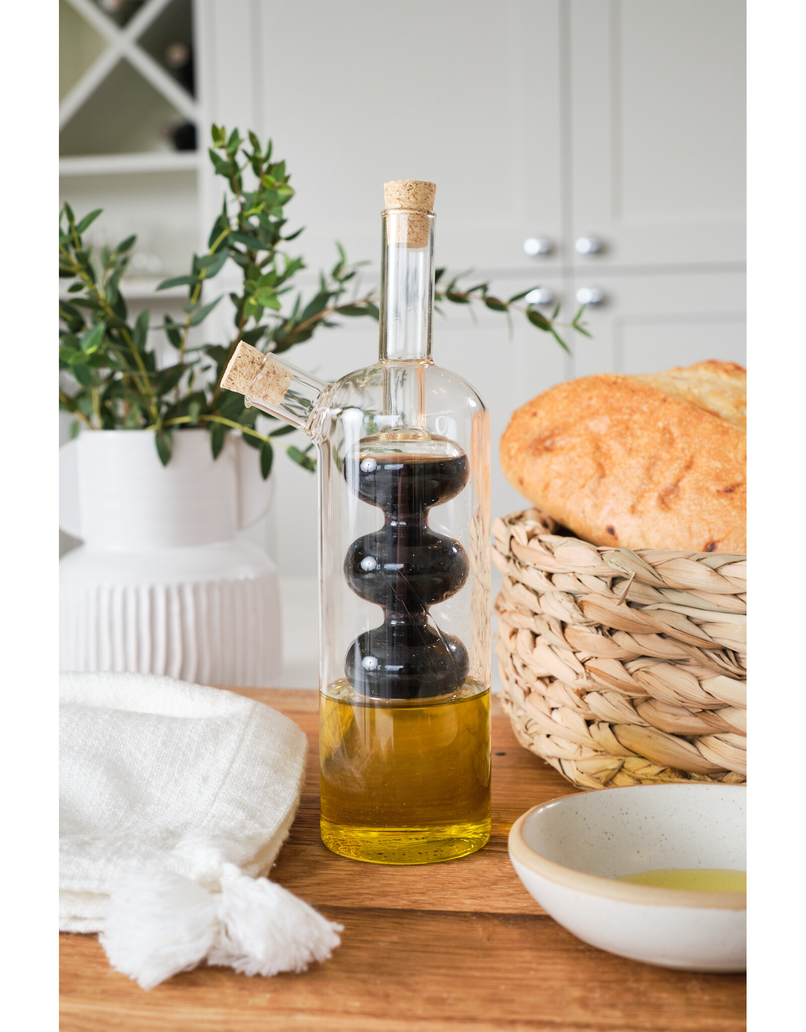 Glass Oil and Vinegar Cruet with Cork Stoppers