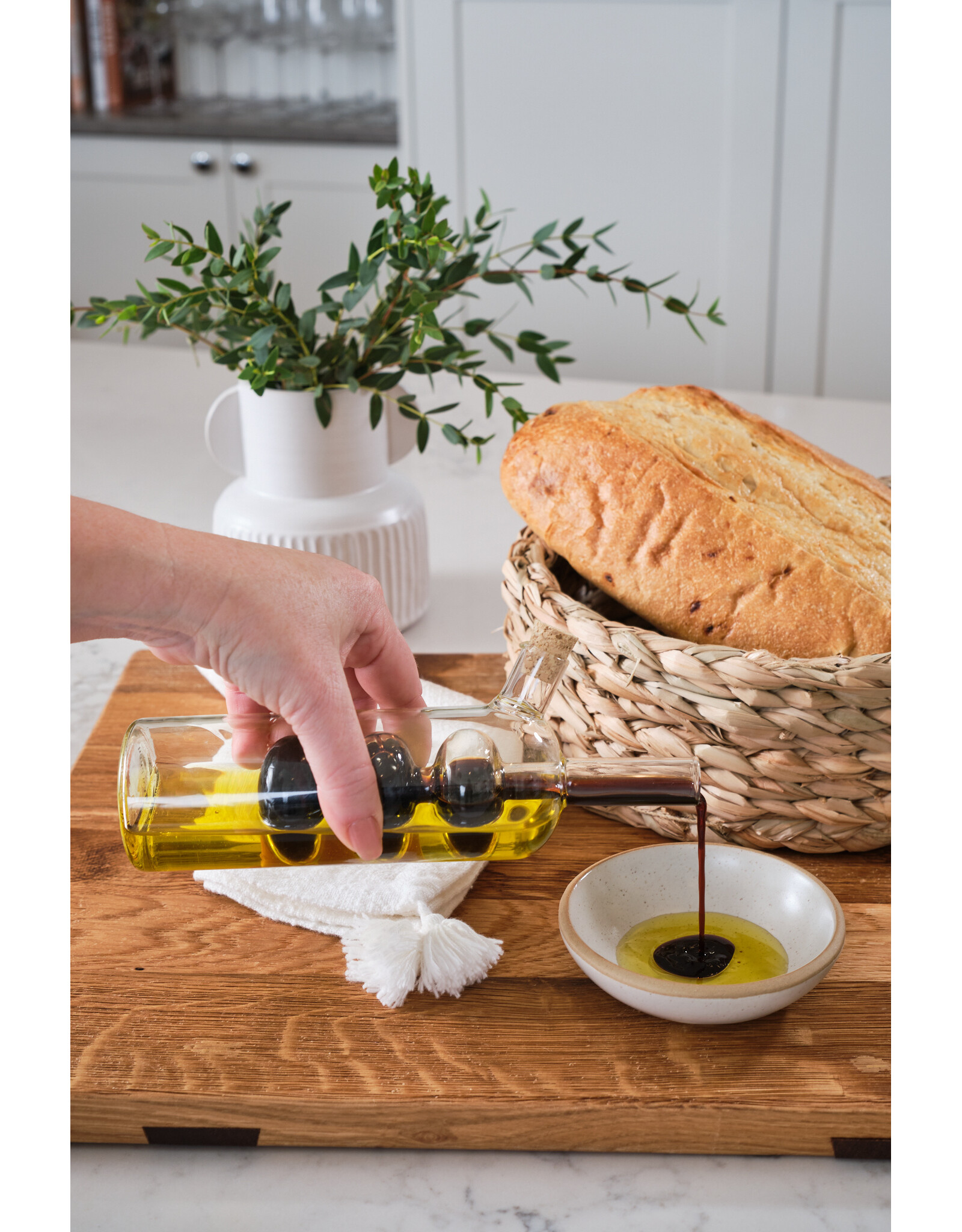 Glass Oil and Vinegar Cruet with Cork Stoppers
