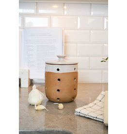 Stoneware Garlic/Onion Keeper, Reactive Glaze