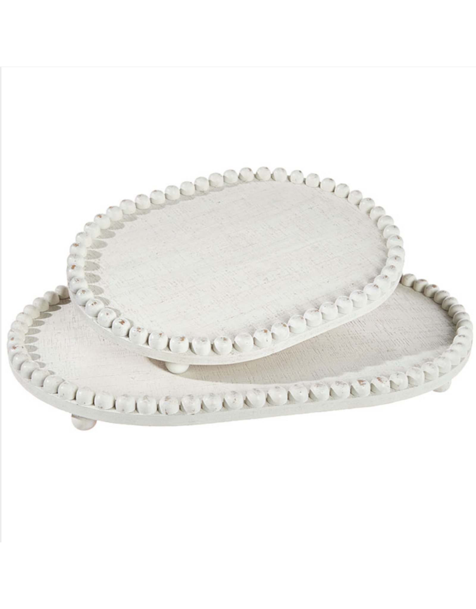 Whitewashed Beaded EdgeTray - Large