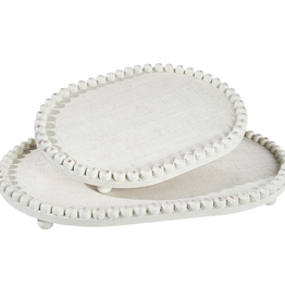 Whitewashed Beaded Edge Tray - Large