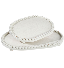 Whitewashed Beaded Edge Tray - Large