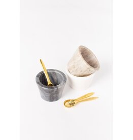 Marble Bowl with Brass Spoon