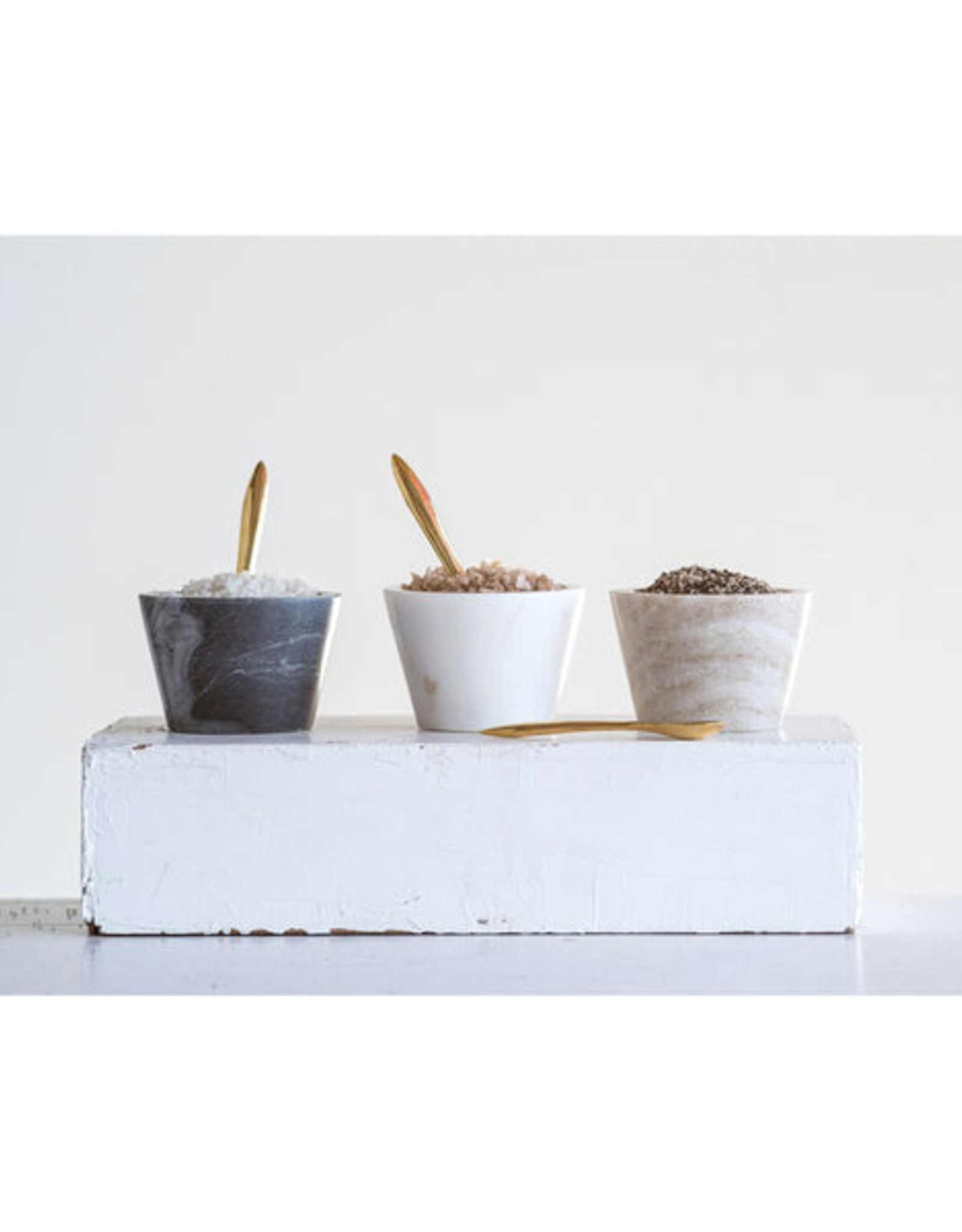 Marble Bowl with Brass Spoon