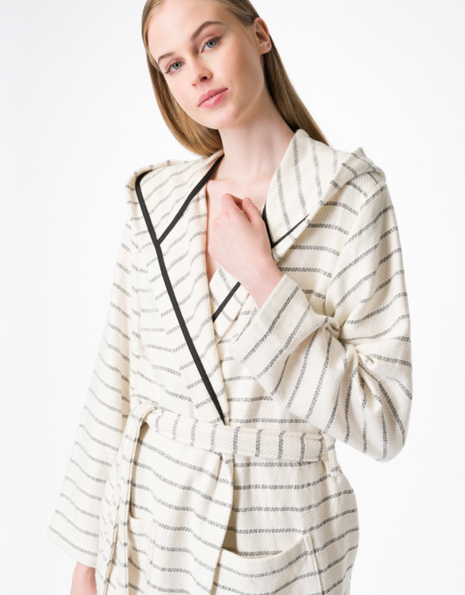 Cloud Soft Turkish Towel Robe - Ivory- L/XL