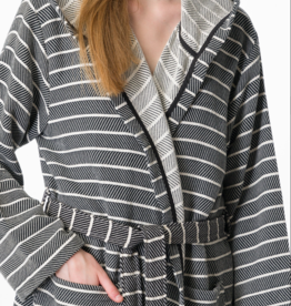 Cloud Soft Turkish Towel Robe - Black - L/XL